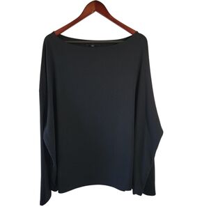 ALLSAINTS Black Long Sleeve Knit Top Sz L Boat Neck Minimalist Old Money Capsule
